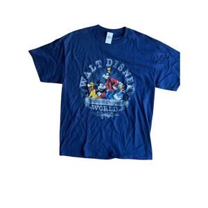 Vtg Walt Disney World Men's American Originals Short Sleeve Tee Blue Size L NEW
